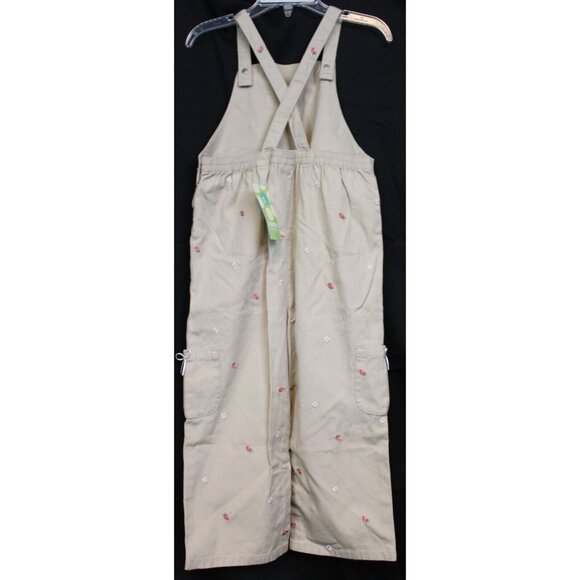NWT 2004 Gymboree Strawberry Patch Khaki Overalls 3T Flower Embroidered Pants - Picture 6 of 10